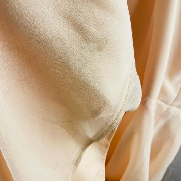 Amsale Tali Cowl Neck Maxi Formal Crepe Bridesmaid Dress Blush Size 14 - Picture 9 of 9